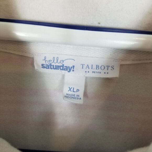 Talbots Hello Saturday Women Mock Zip Neck Pullover Size XL Petite Stripped - Picture 4 of 5